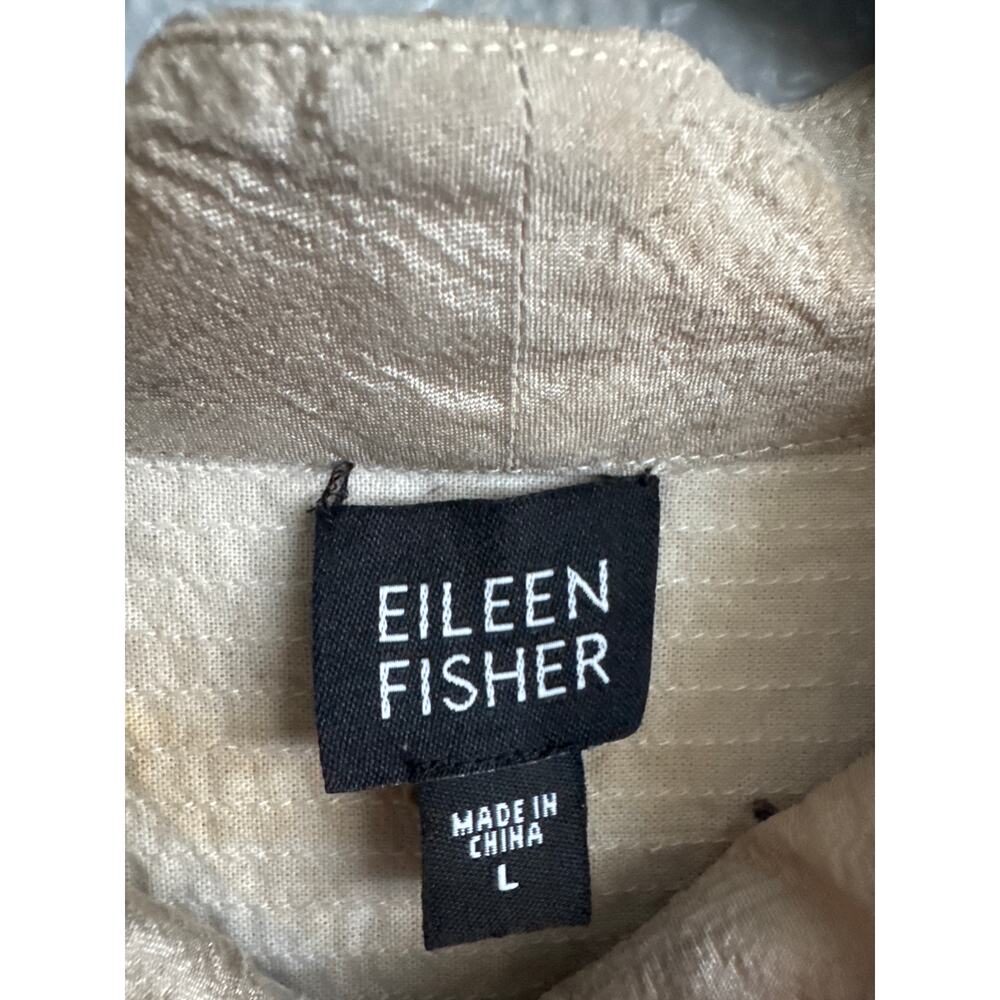 Eileen Fisher Celery Quilted Tussan 100% Silk Mandarin Collar Vest size L - Picture 3 of 5